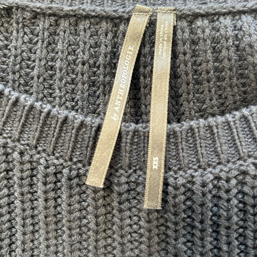 Anthropologie Slate Blue Gray Cropped Knit Sweater Size XXS - Picture 3 of 7